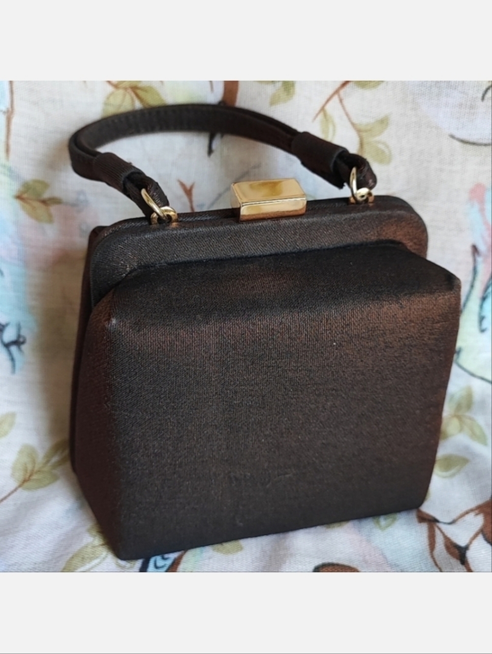 Vintage Fabric Mini Formal Handbag Purse Evening Bag Prom Black Tie Susan Gail